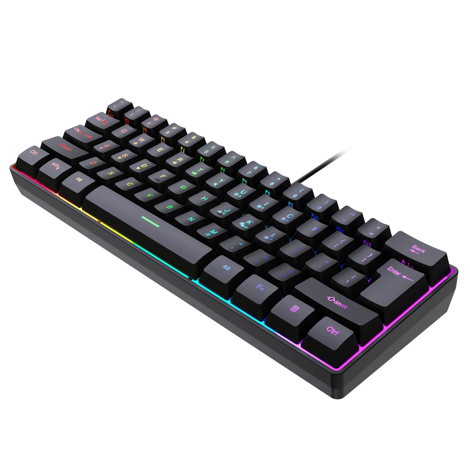 61 Keys RGB Gaming Keyboard Key Punchless Wired Keyboard