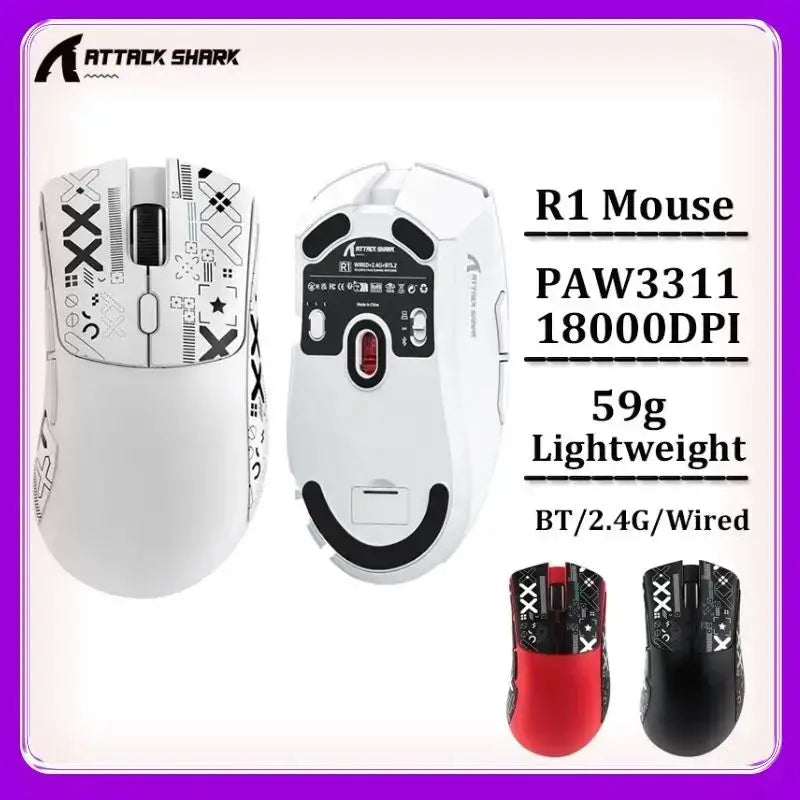 Attack Shark R1 2.4G USB Tri-mode Wireless Gaming Mouse
