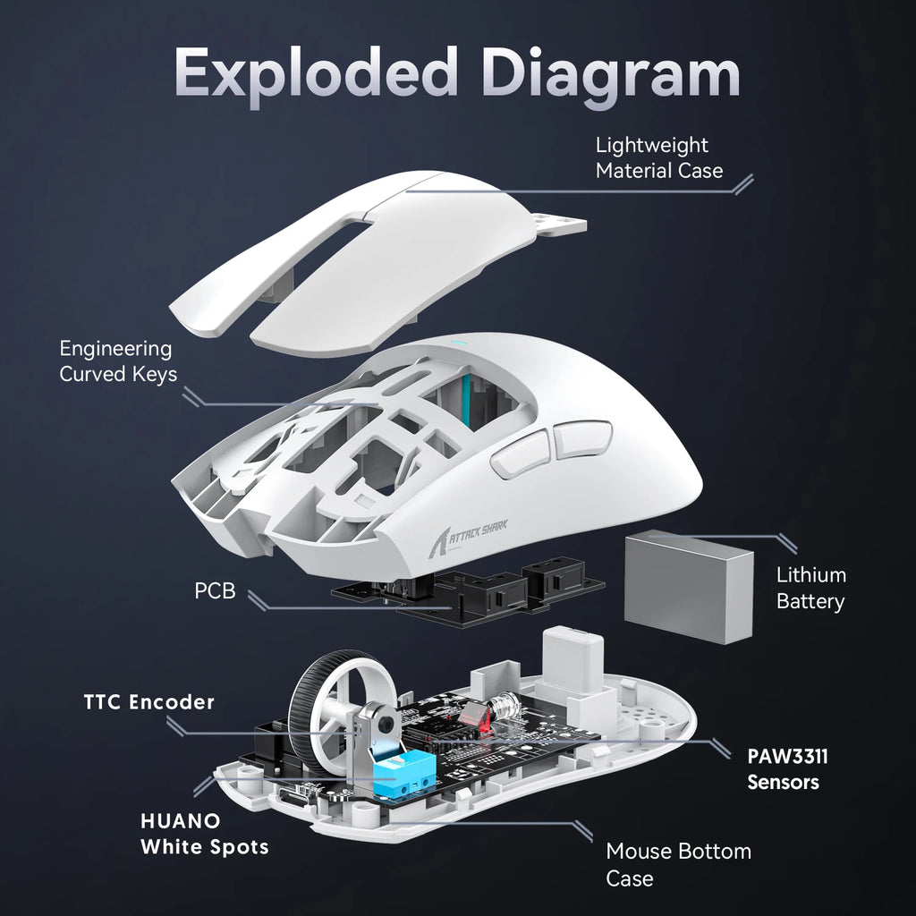 ATTACK SHARK X11 Gaming Mouse Mouse 22000 DPI,PAW3311 Sensor,BT/2.4G